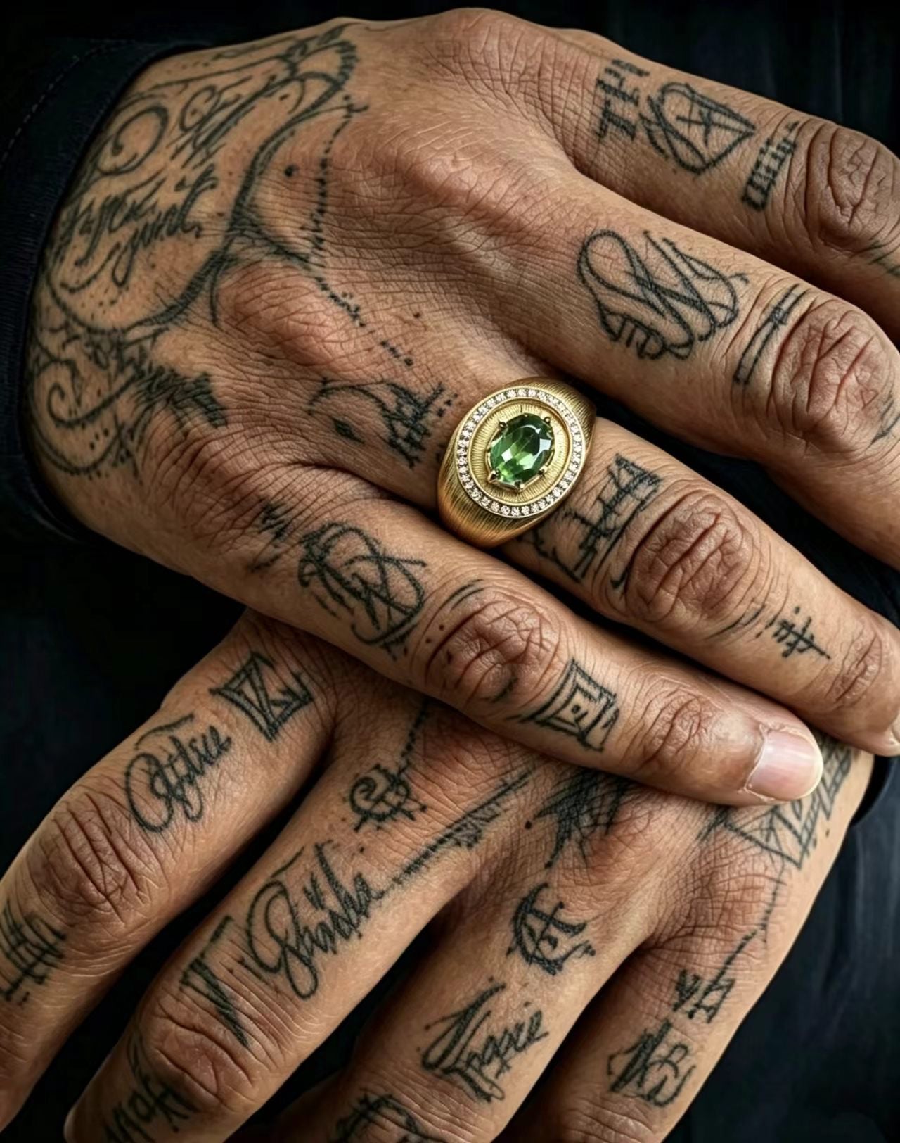 Solstice Signet Ring worn on hand