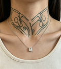 Emerald -Cut Halo Pendant Necklace_ Unisex Sterling Silver Chain