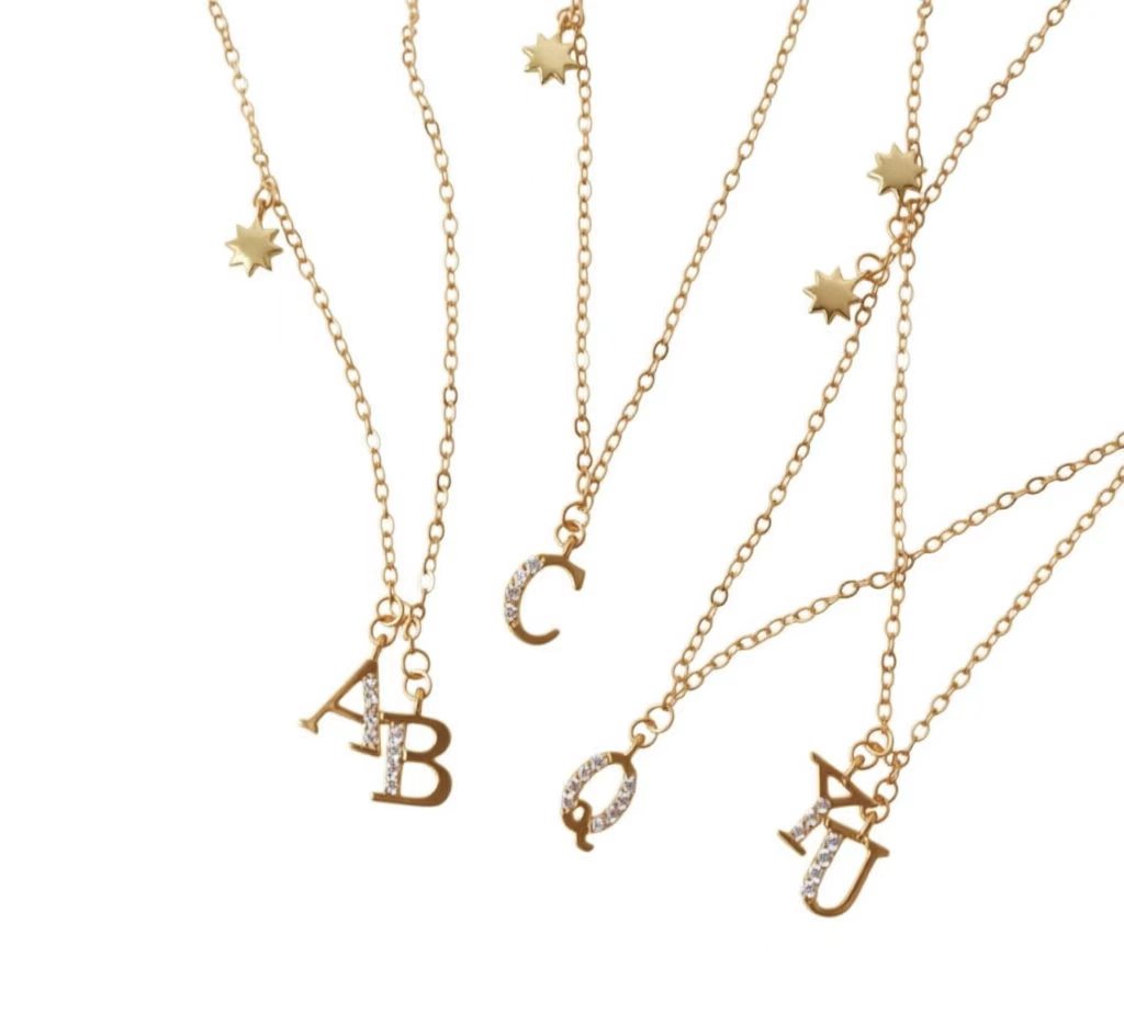 Initial Charm Necklaces with star accent