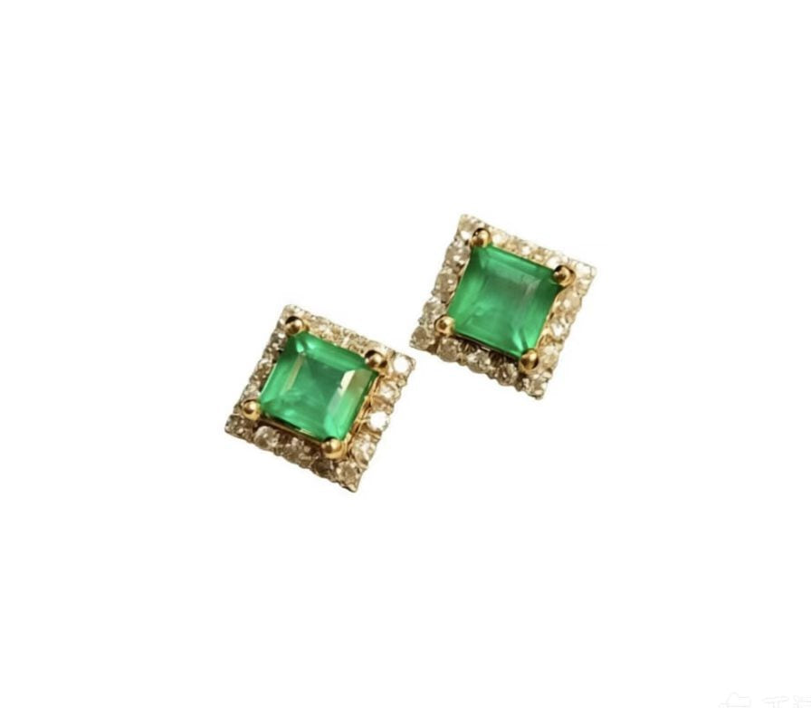 Emerald Halo Stud Earrings product shot