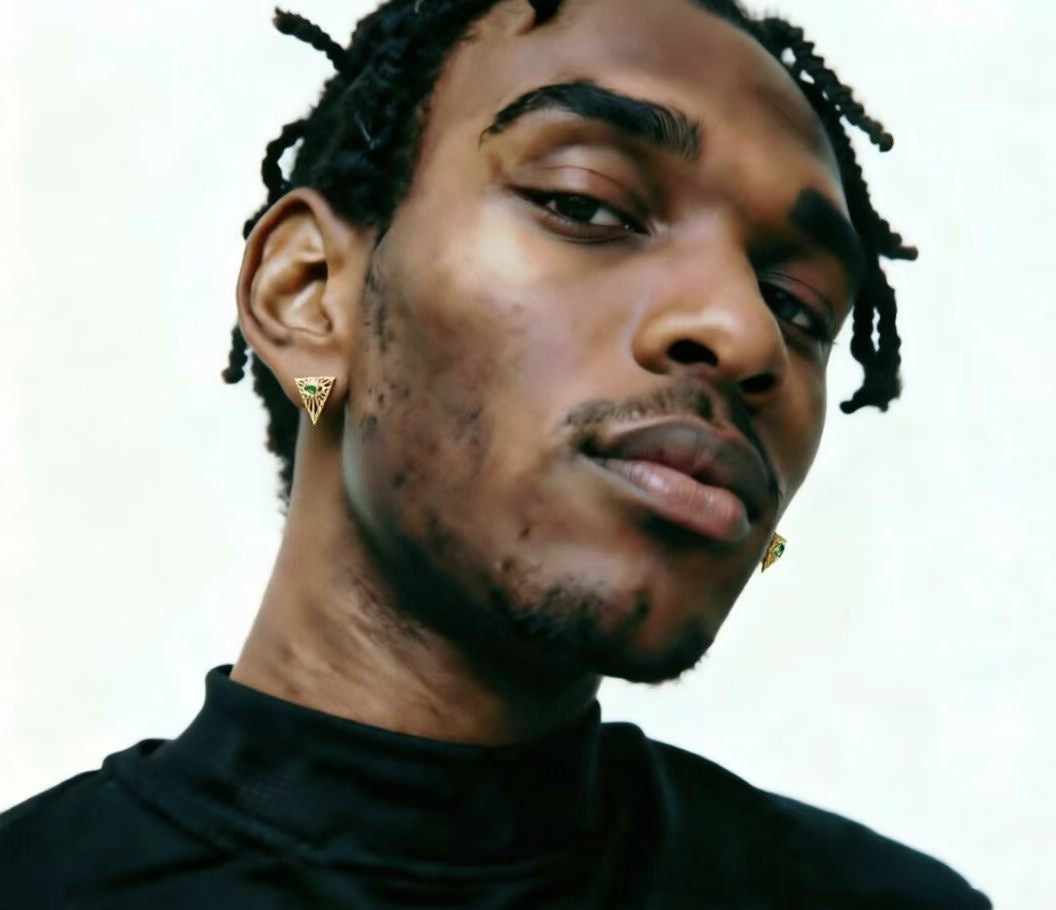 Evil Eye Stud Earrings worn by male model