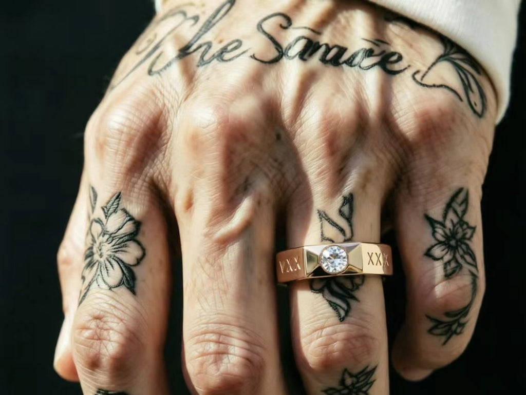 Roman Numeral Couple's Band engraved close-up