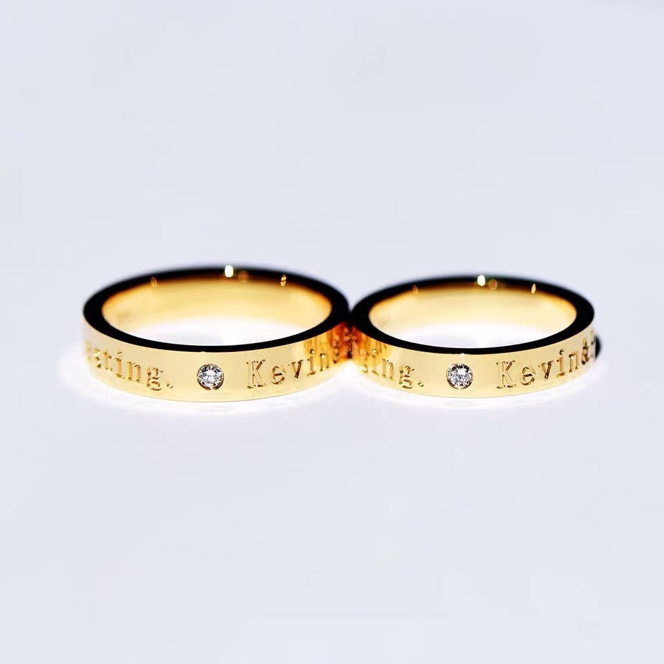 Engraved Phrase Ring pair product shot