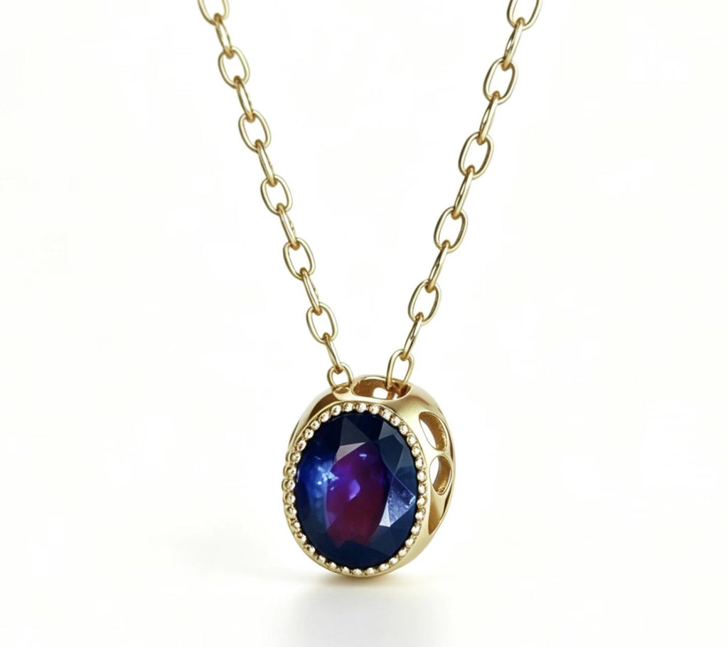 Sapphire Halo Pendant Necklace product shot